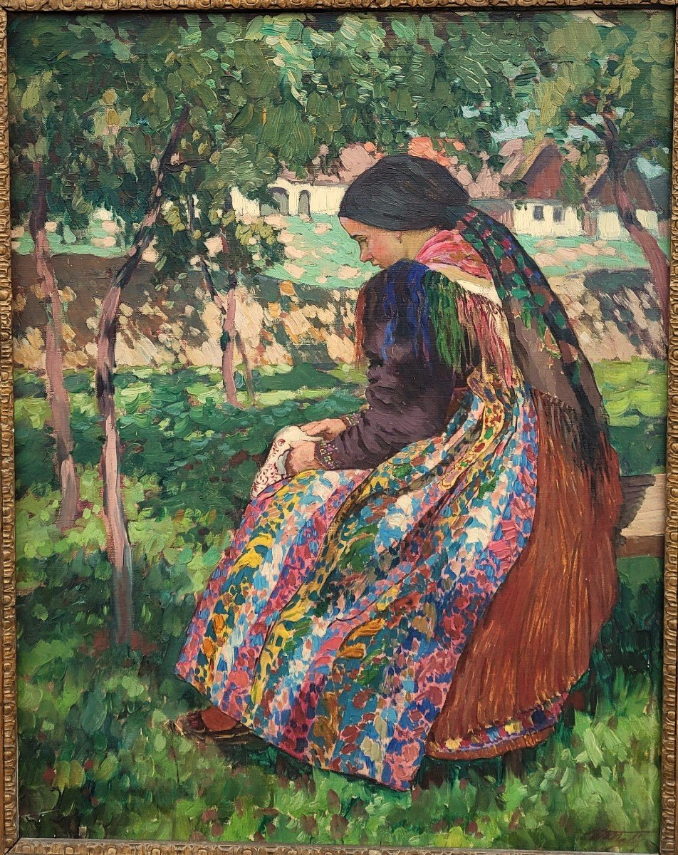 Vaclav Maly (1874-1935) Young Woman In The Garden-photo-1