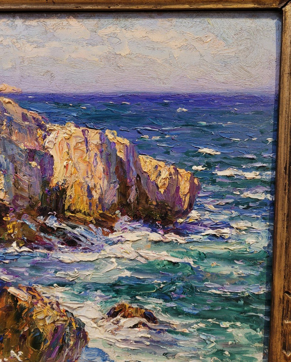  Adolphe Louis GAUSSEN  (1871-1954)  Bord de mer &agrave; Marseille-photo-3