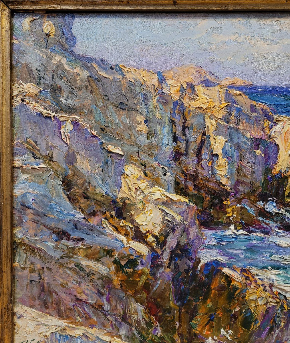  Adolphe Louis GAUSSEN  (1871-1954)  Bord de mer &agrave; Marseille-photo-4