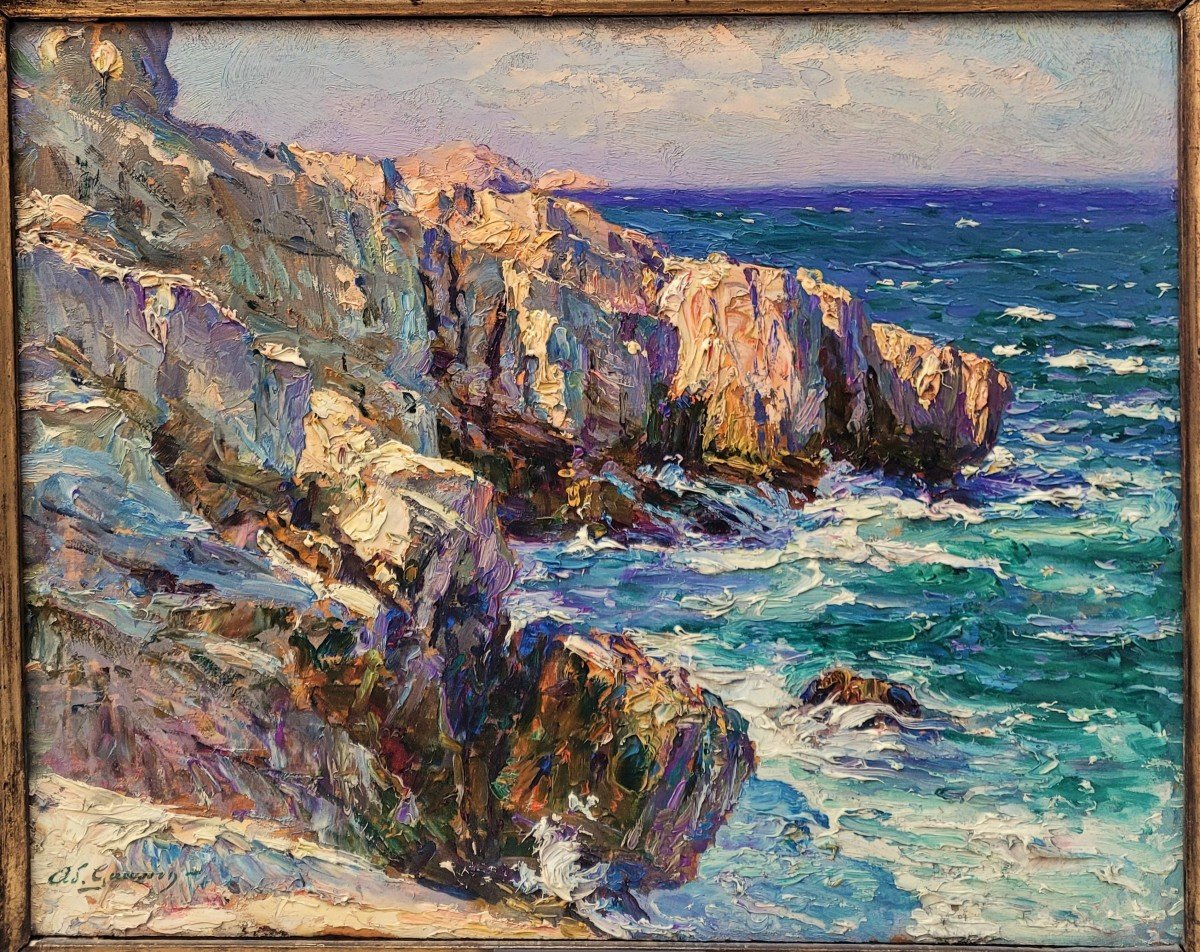  Adolphe Louis GAUSSEN  (1871-1954)  Bord de mer &agrave; Marseille-photo-3