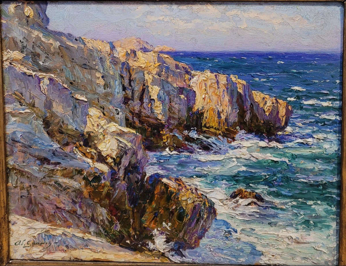  Adolphe Louis GAUSSEN  (1871-1954)  Bord de mer &agrave; Marseille