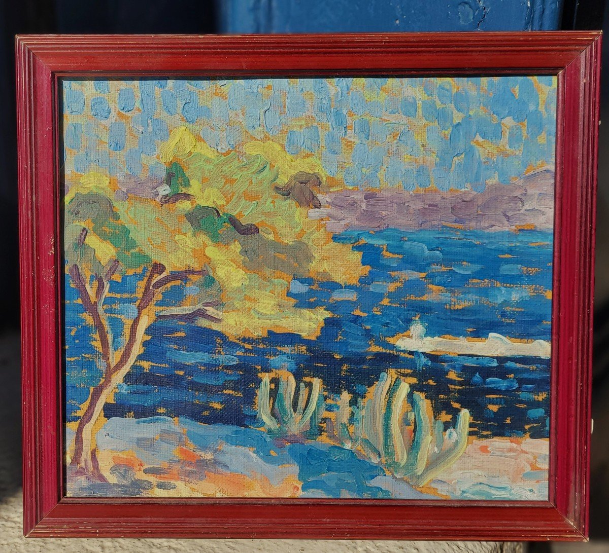 Mediterranean Seaside Post-impressionist Painting-photo-2