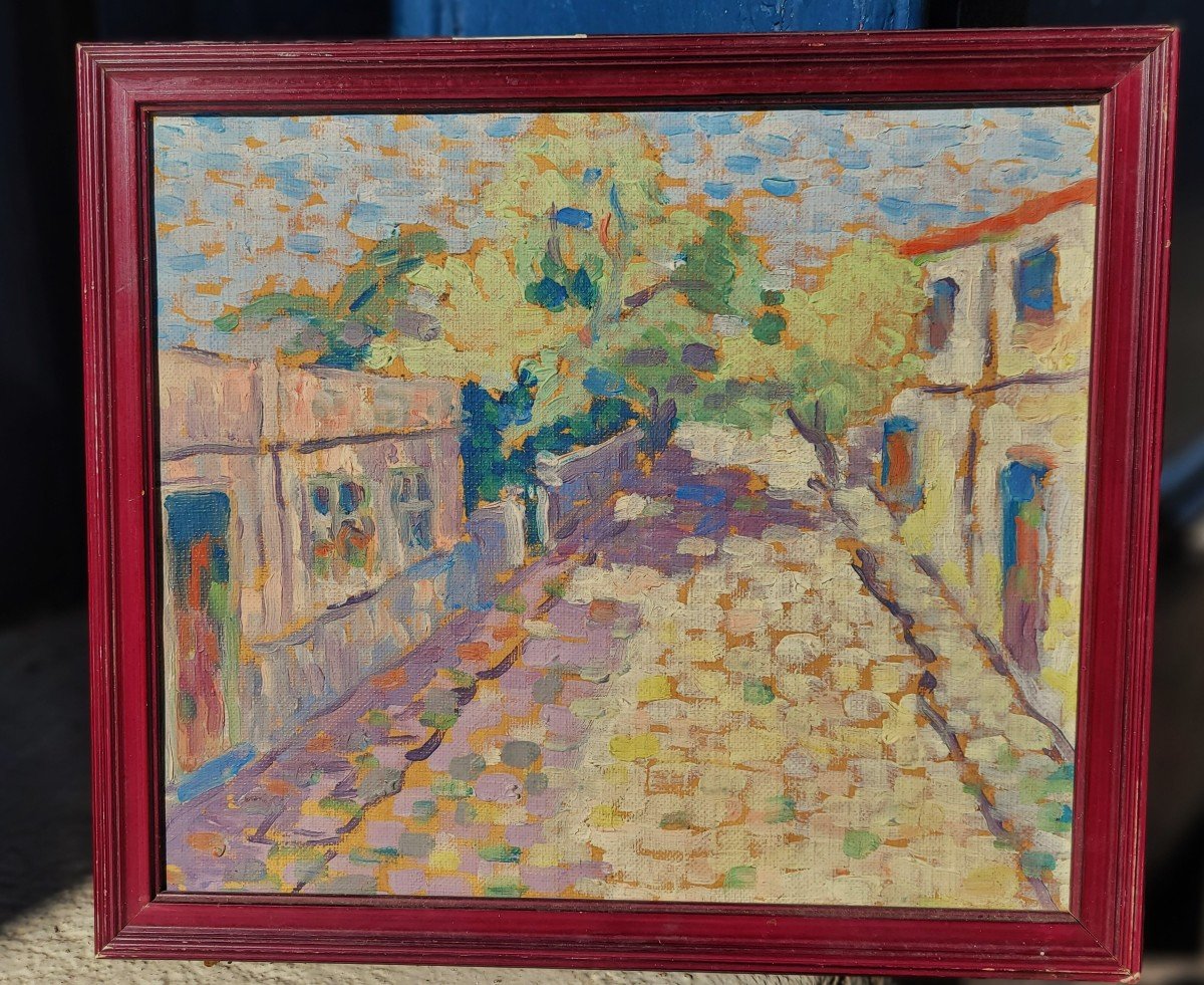   Rue de village tableau Postimpressionniste-photo-2