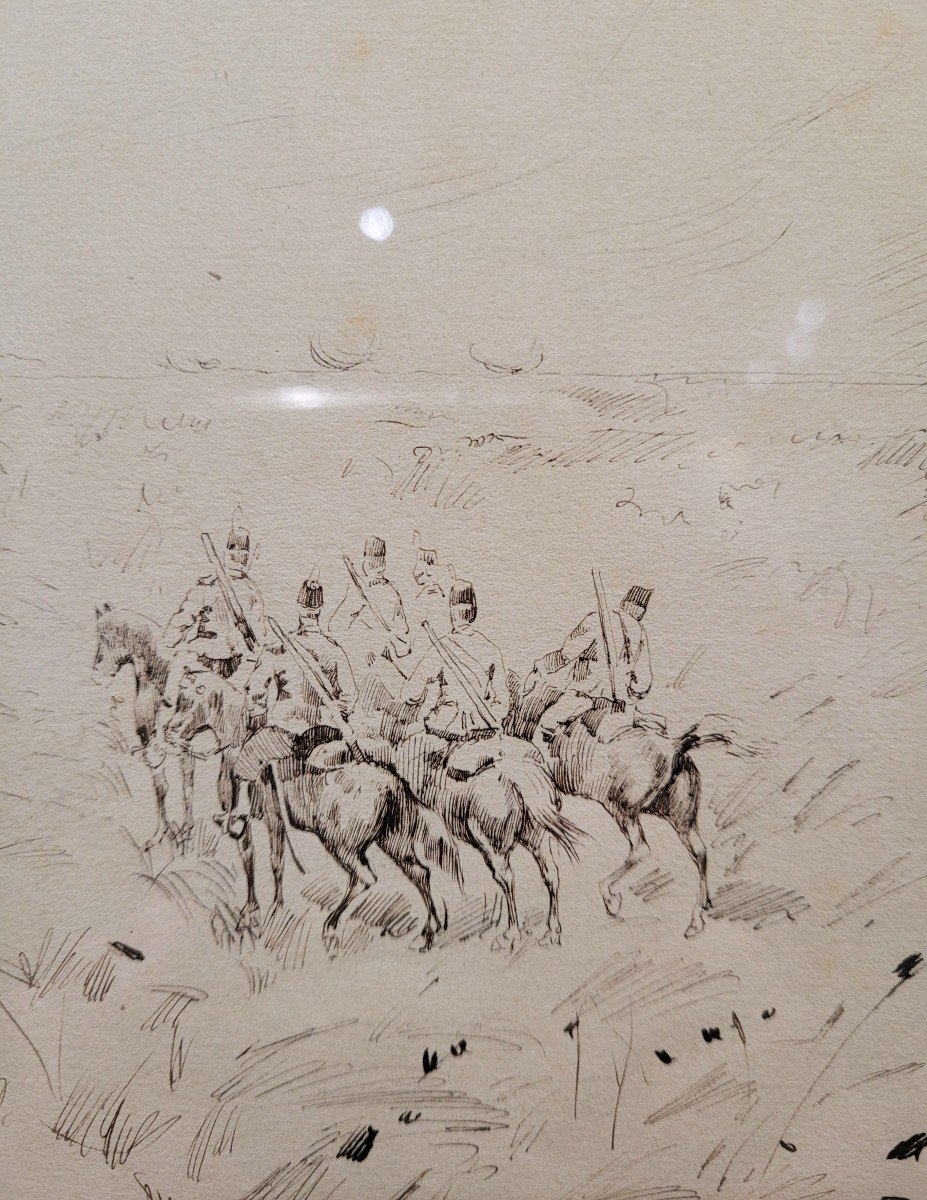 Giovanni FATTORI (1825-1908) Soldats à cheval-photo-4