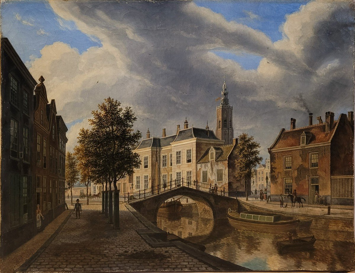 Augustus WYNANTZ (1795-1848)  Vue du canal à La Haye-photo-3