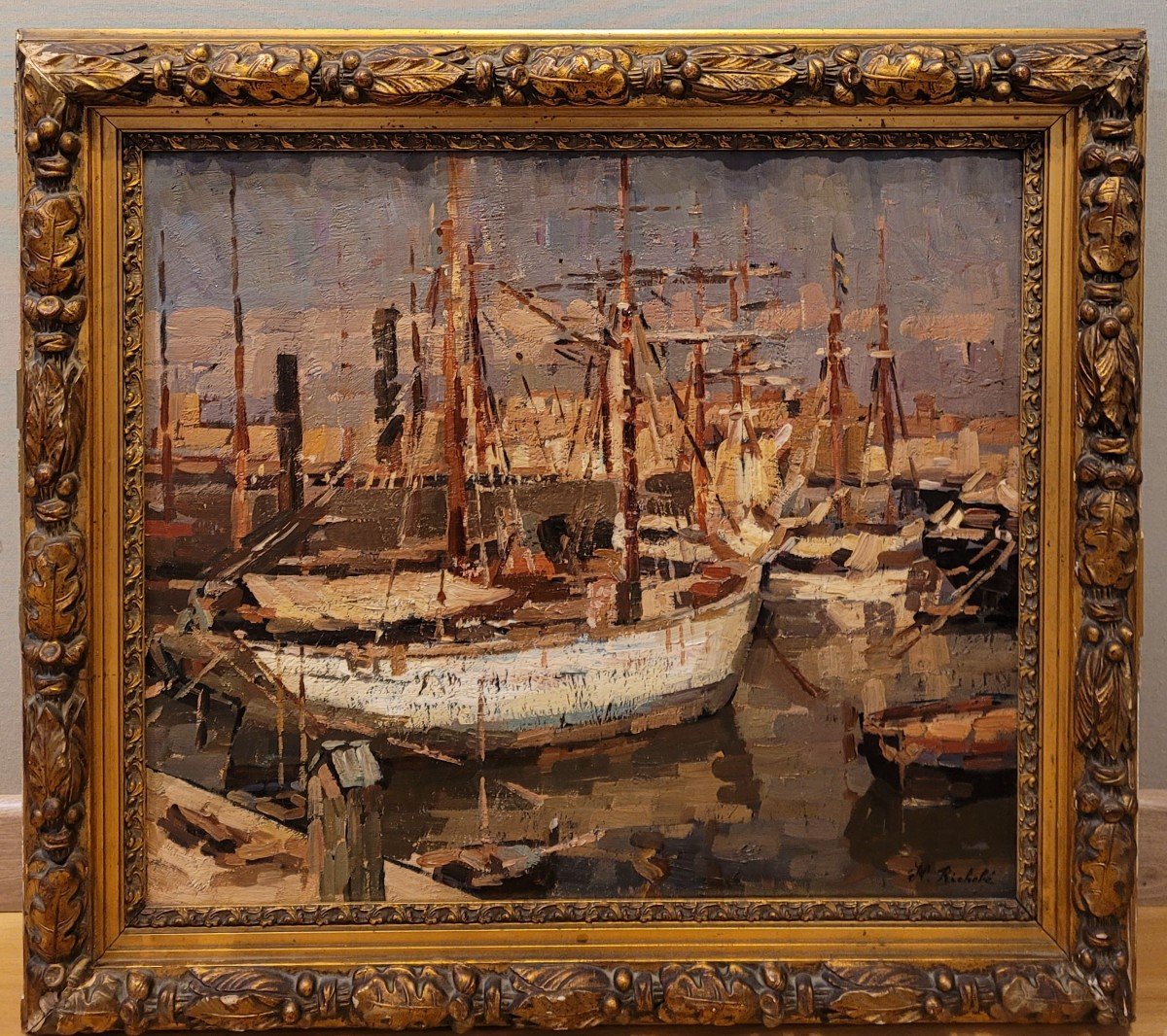 Horace Richebé (1871-1958) Boats In The Old Port Of Marseille-photo-2