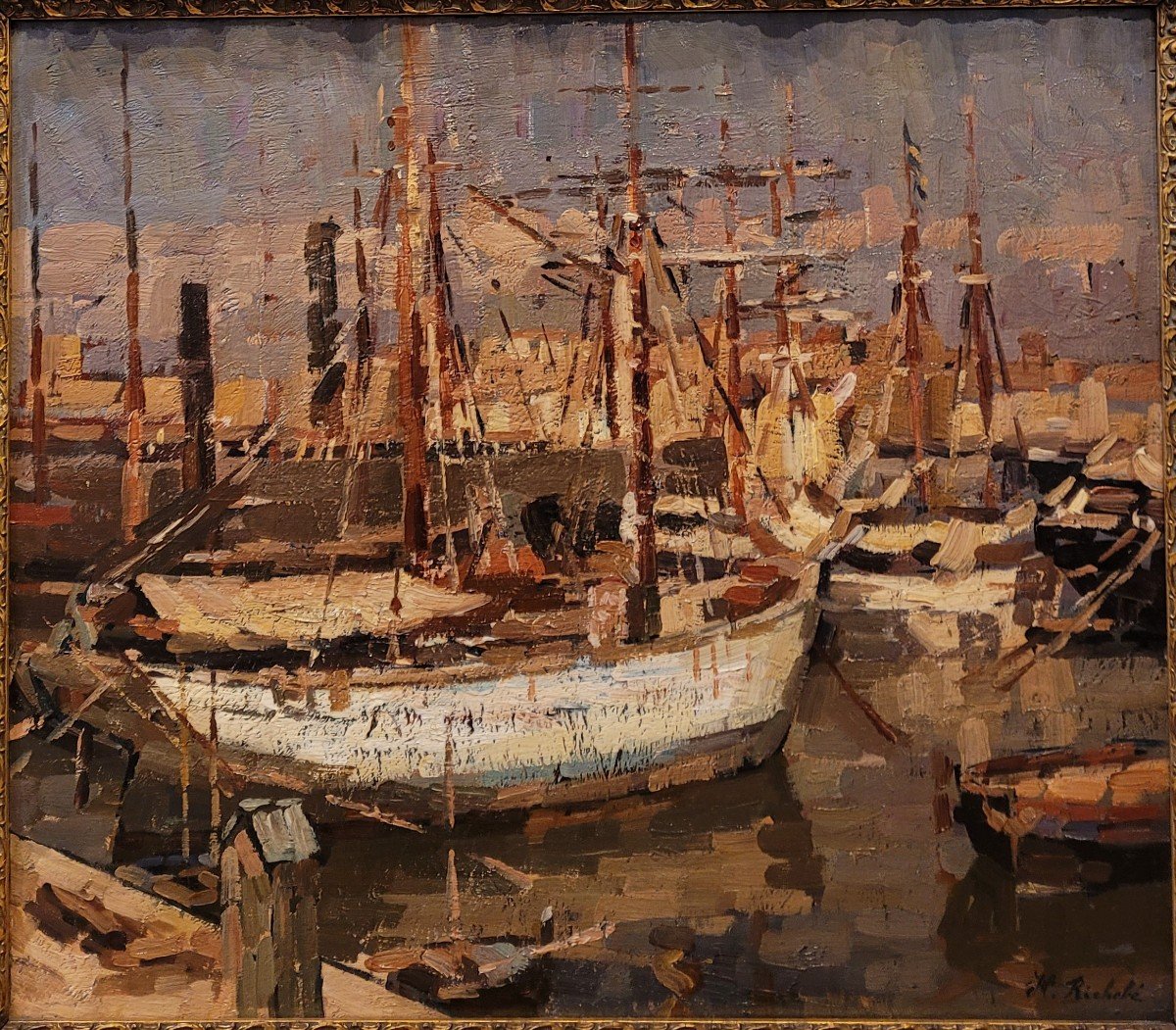 Horace Richebé (1871-1958) Boats In The Old Port Of Marseille