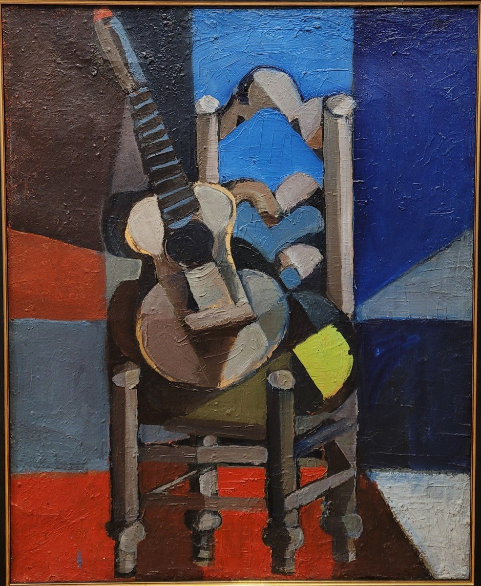 Jacques Carelman (1929 - 2012) Chair And Guitar-photo-2