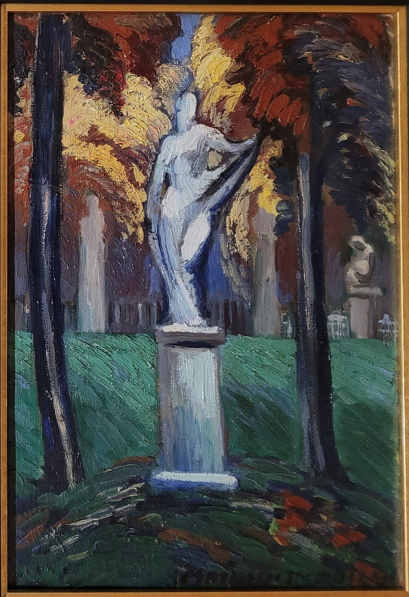 Louis Mathieu Verdilhan (1875-1928) The Statues In The Park Of Versailles-photo-3