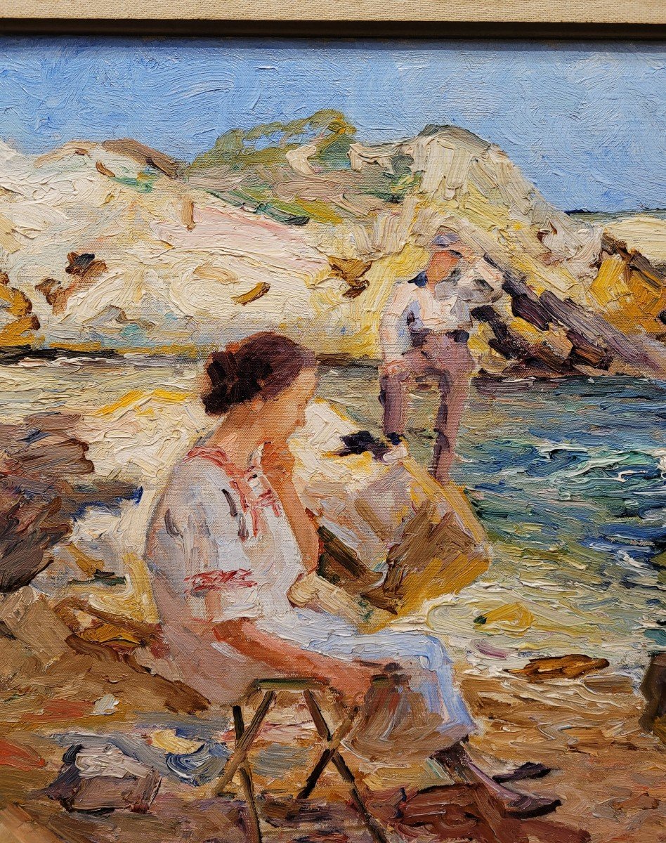 René SEYSSAUD (1867-1952)    Bord de mer à Cassis-photo-2