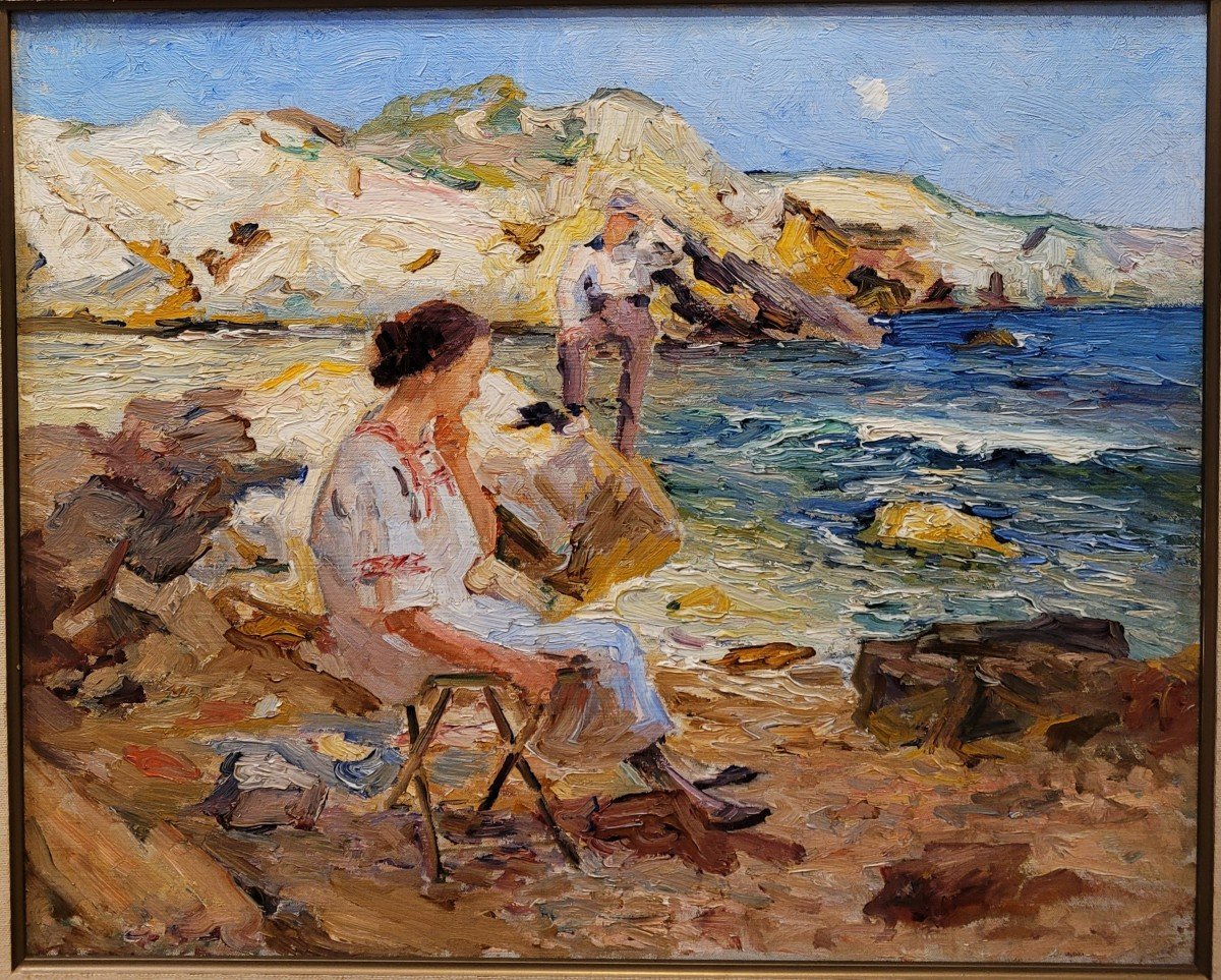 René SEYSSAUD (1867-1952)    Bord de mer à Cassis