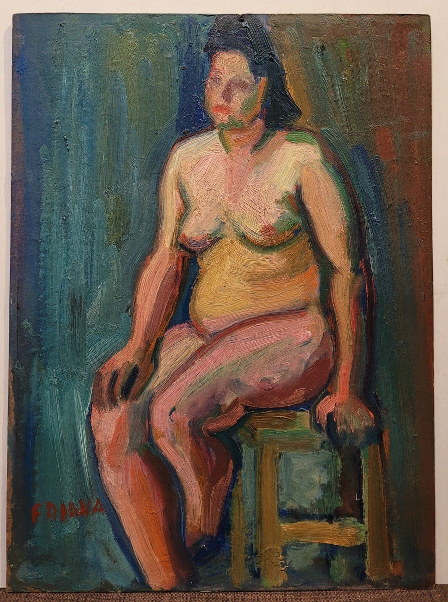 François DIANA (1903-1993) Nu dans l'atelier