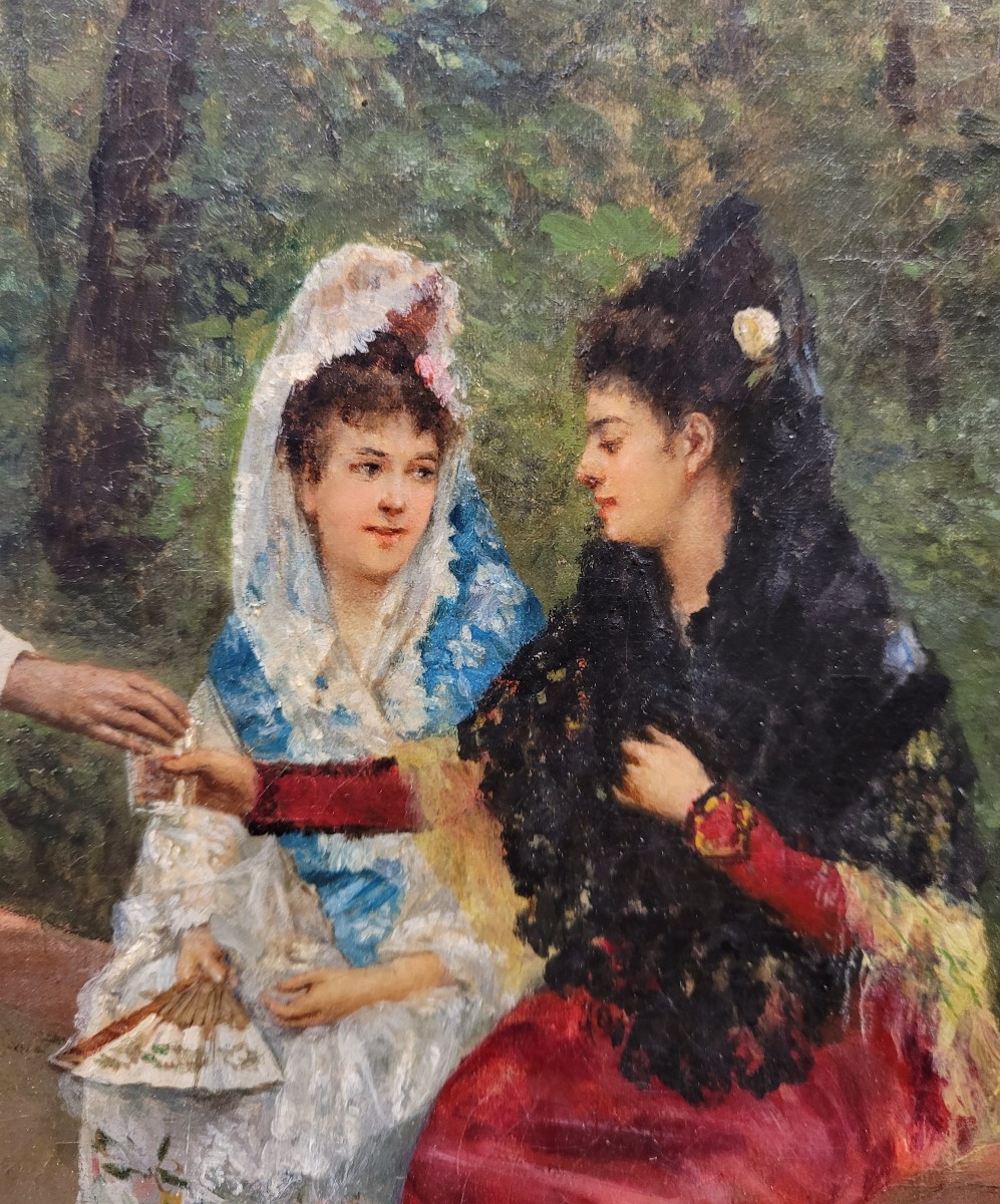 Victoriano CODINA Y LANGLIN (1844-1911)  Le rafraîchissement dans le parc-photo-1