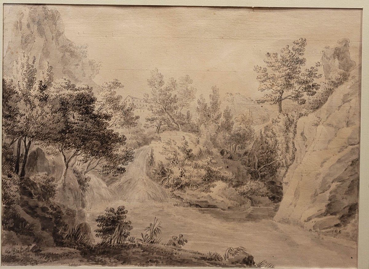 Jean-antoine Constantin (1755 - 1844) - Landscape With A Waterfall