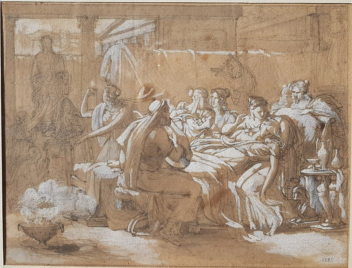 Neoclassical Drawing Early 19th Mythological Scene