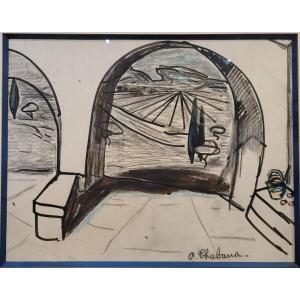 Auguste Chabaud (1882-1955) Paysage sous les arcades