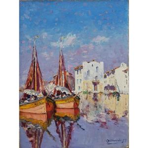 Joseph Meissonnier (1864-1943) Les bateaux à Martigues