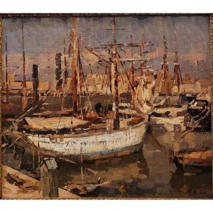 Horace Richebé (1871-1958) Boats In The Old Port Of Marseille