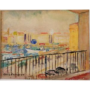 Louis Audibert (1880-1983) Marseille le Vieux Port vu du balcon