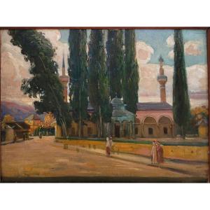 Ecole orientaliste 1920  Paysage en Turquie