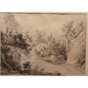 Jean-Antoine Constantin (1755 - 1844) - Paysage à la cascade