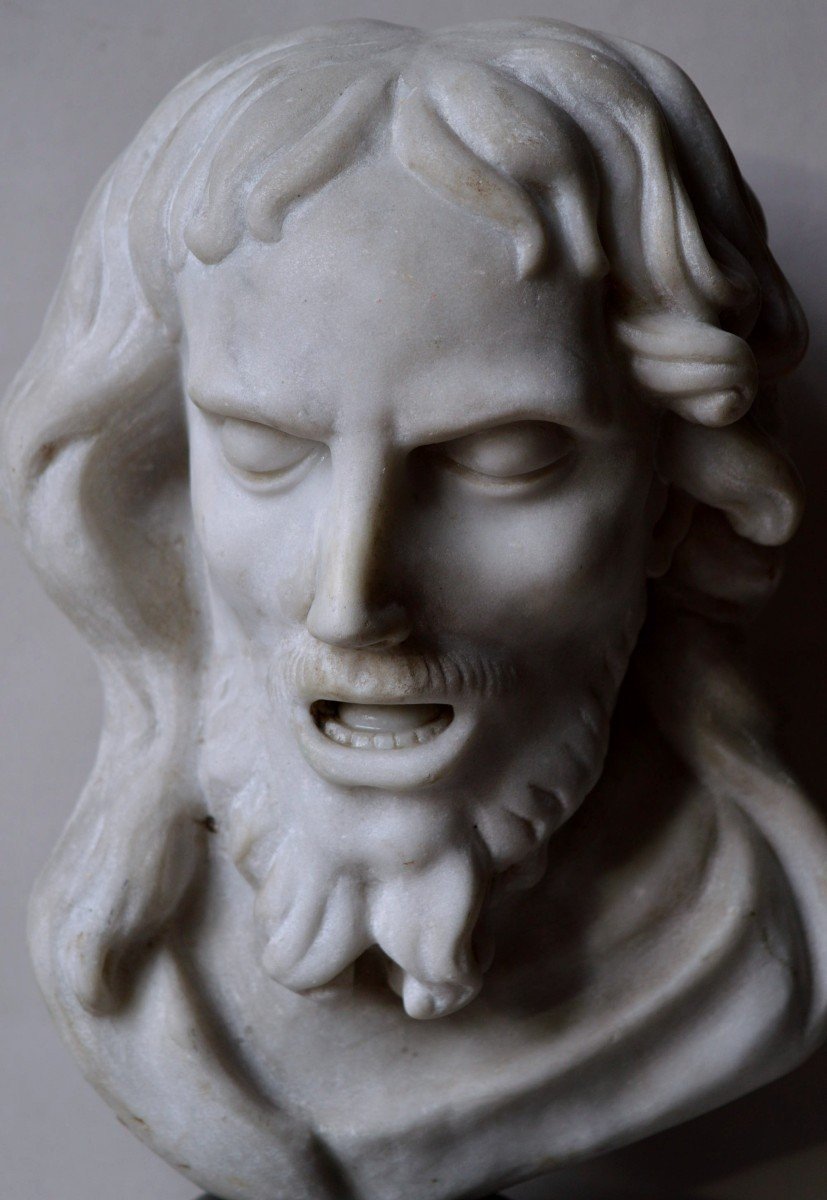 Head Of Christ In Marble, Italy, 18th Century.-photo-3