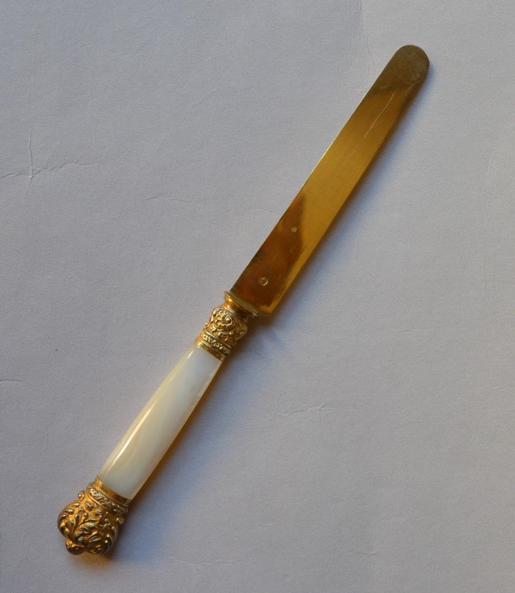 Thomas Hippolyte, Paris 1845-1855, Vermeil Fruit Knives.-photo-2