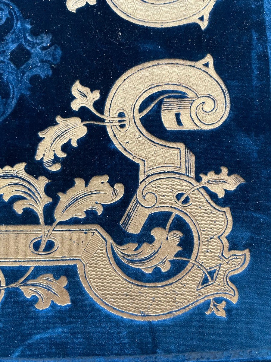 Portefeuille En Velours Bleu. Epoque Restauration.-photo-4