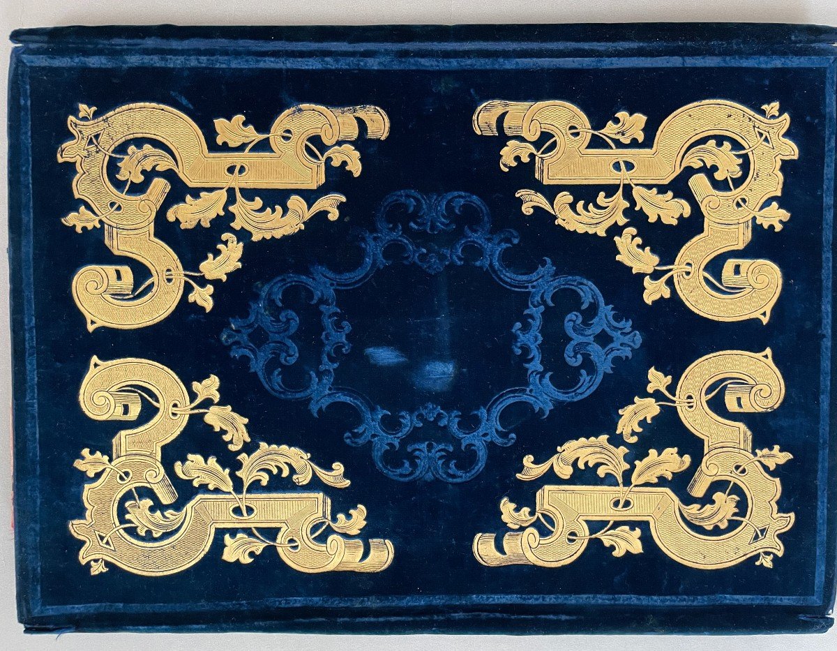 Portefeuille En Velours Bleu. Epoque Restauration.-photo-2