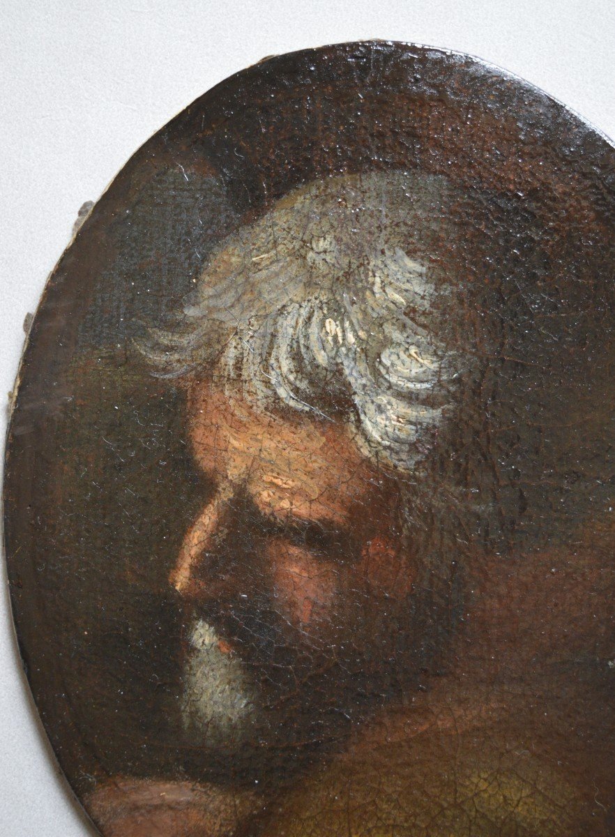 Italian School, 17th Century, Face Of A Bearded Man.-photo-2