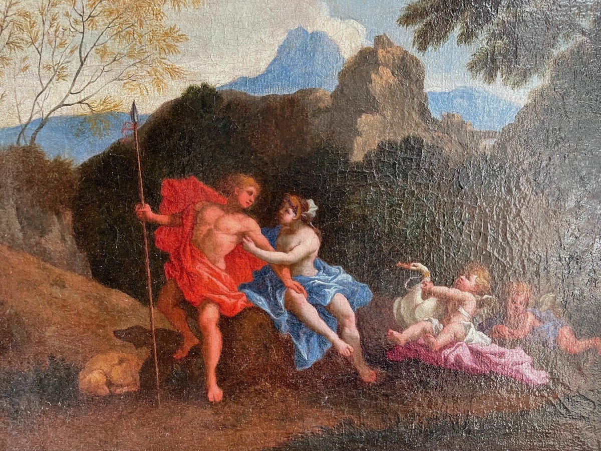 Ecole Française Vers 1650, Entourage De Nicolas Loir (1624-1679), Vénus Et Adonis.-photo-3