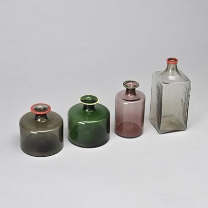 Four Fulvio Bianconi Bottles For Venini. Circa 1960.-photo-1