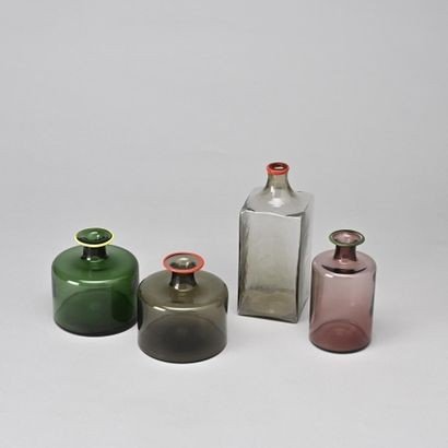 Four Fulvio Bianconi Bottles For Venini. Circa 1960.-photo-8