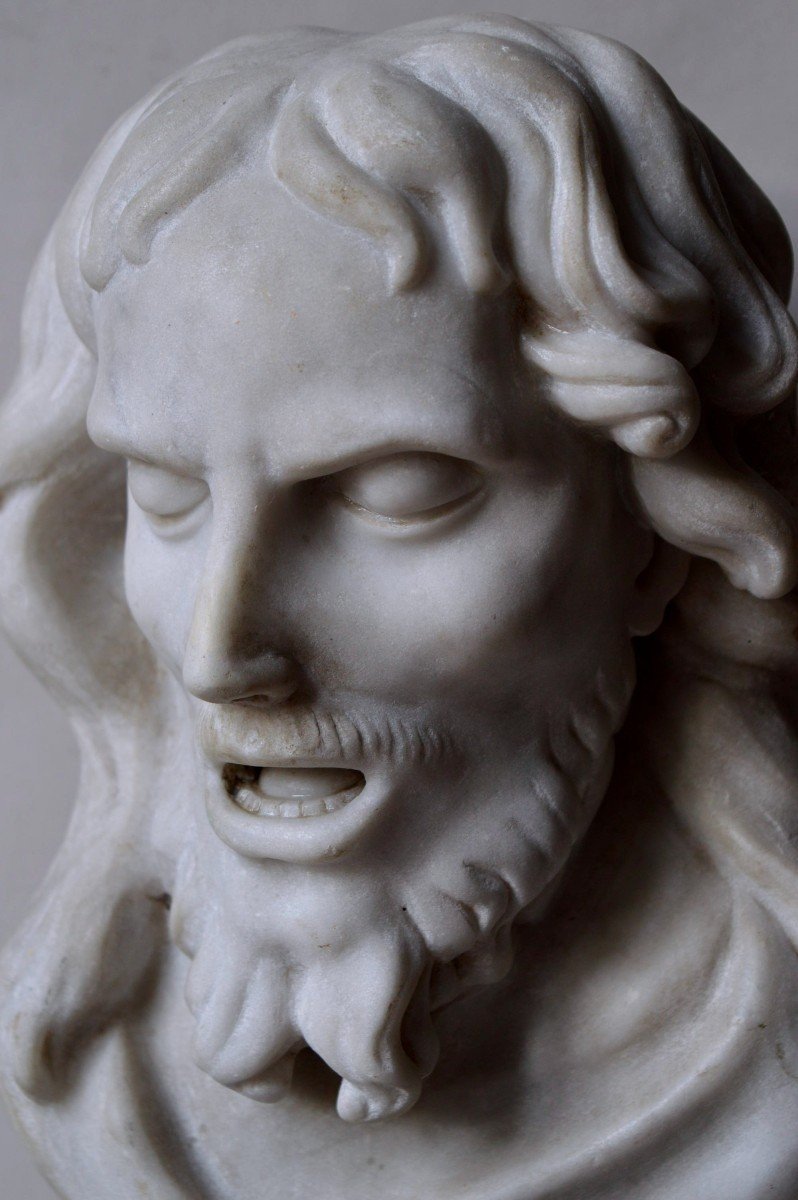 Marble Head Of Christ, Italy, 18th Century.-photo-4