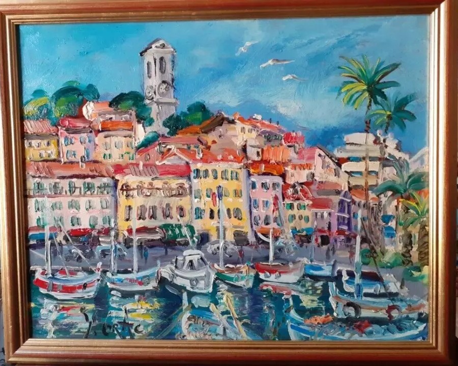 Painting By Yvon Grac (1945), The Old Port Of Cannes.