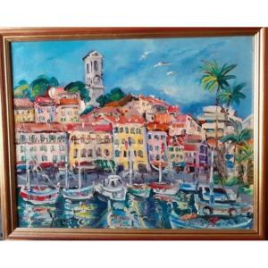 Painting By Yvon Grac (1945), The Old Port Of Cannes.