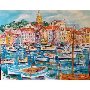 Painting By Yvon Grac, The Port Of Saint Tropez.