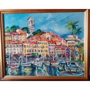 Painting By Yvon Grac (1945), The Old Port Of Cannes.