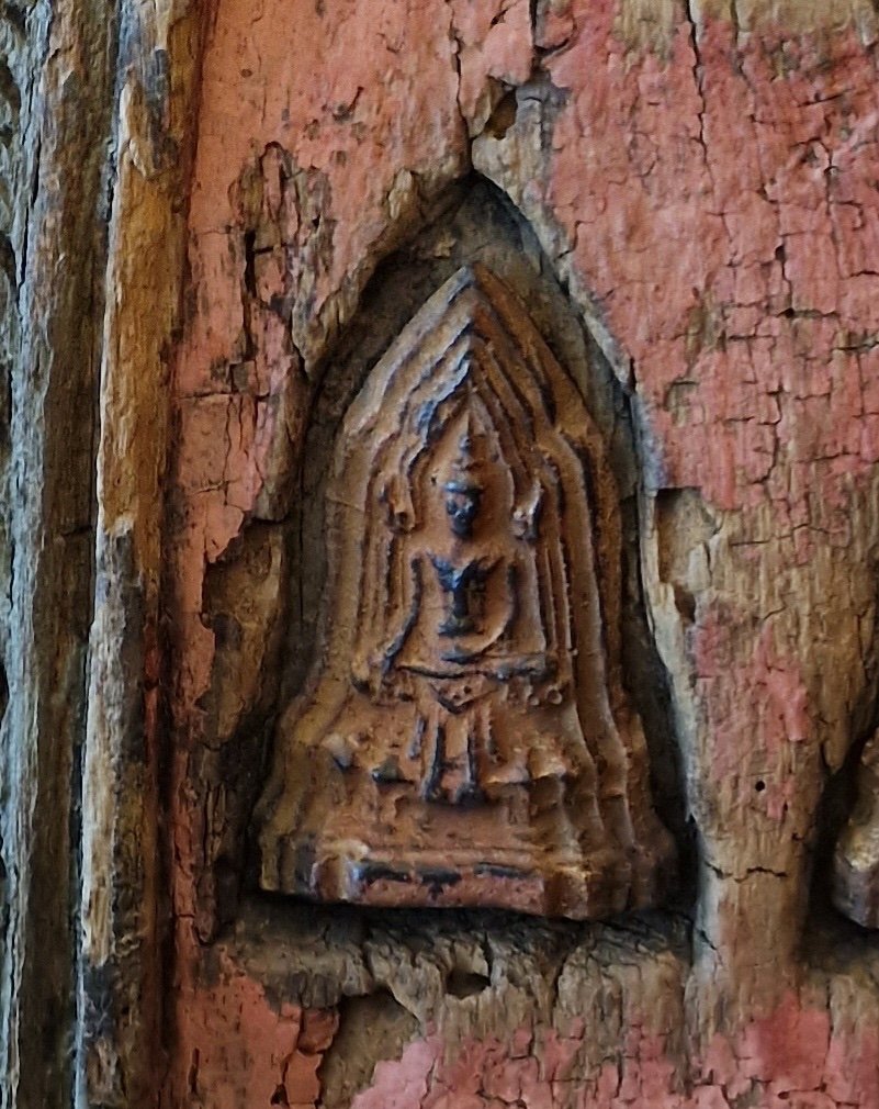 Thailand - Wooden Stele Comprising 10 Tsa-tsa In Golden Wood - Rattanakosin-photo-3