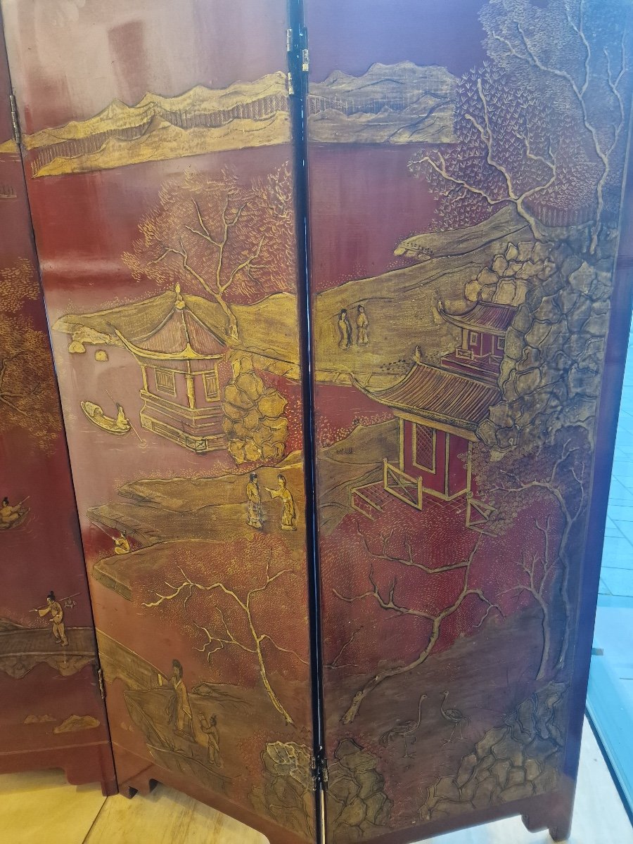 China - Double Screen - Coromandel Lacquer - Republic Of China-photo-2