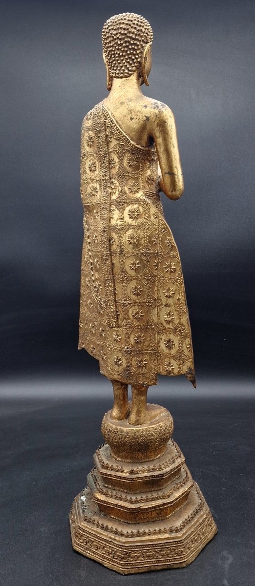 Thailand - Gilt Bronze Monk - Rattanakosin - 20th Century.-photo-3