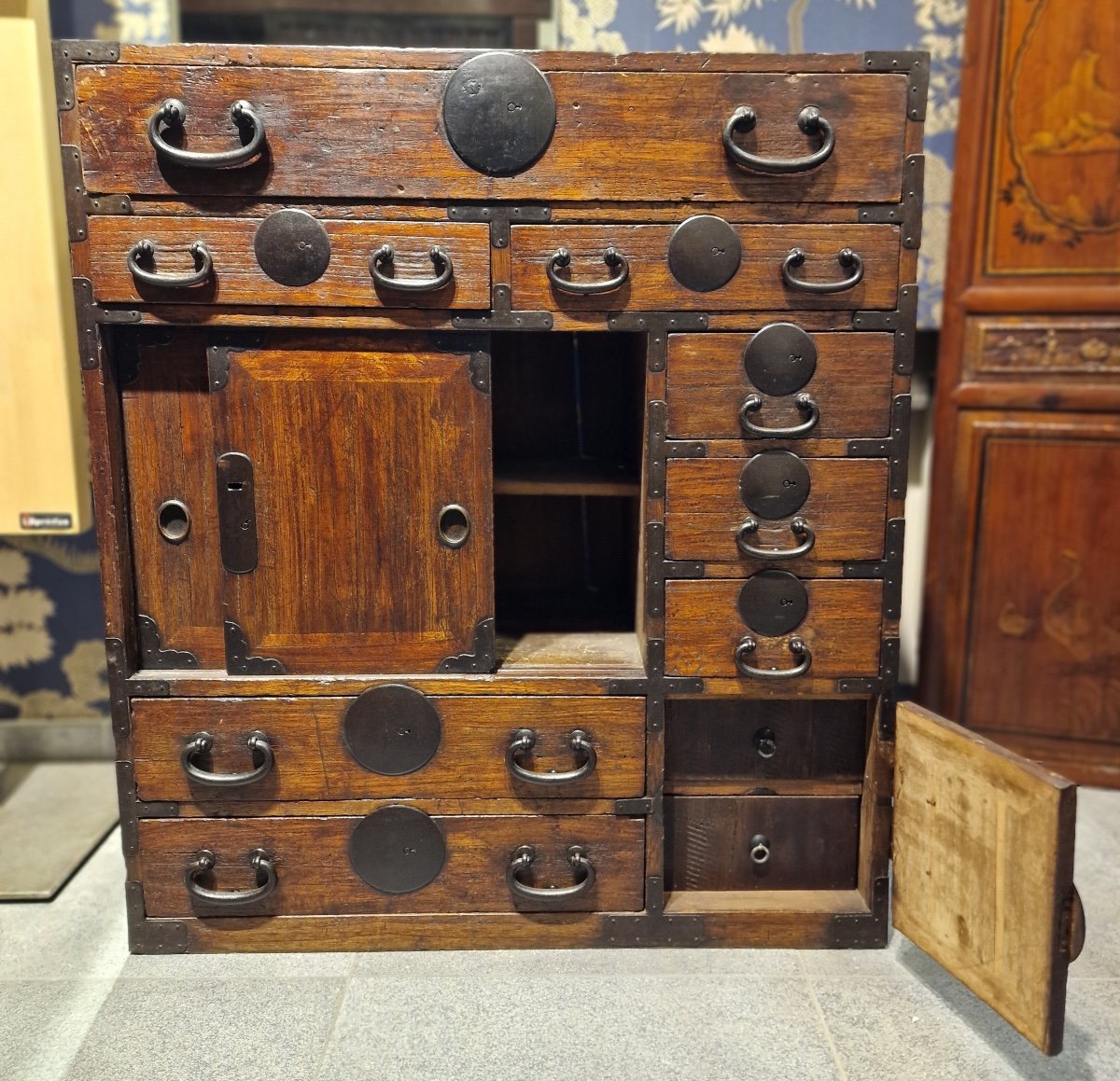 Japan - Merchant's Chest/chest Of Drawers - Choba Dansu - Edo 19th-photo-3