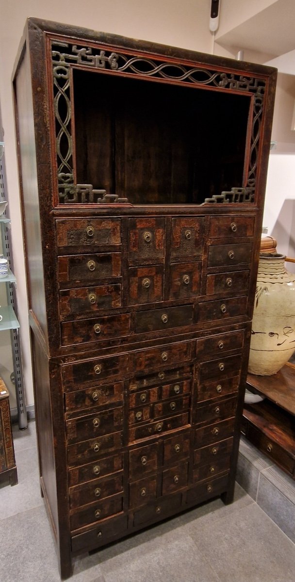 China - Rare Double-body Apothecary Cabinet - 19th Century.-photo-2