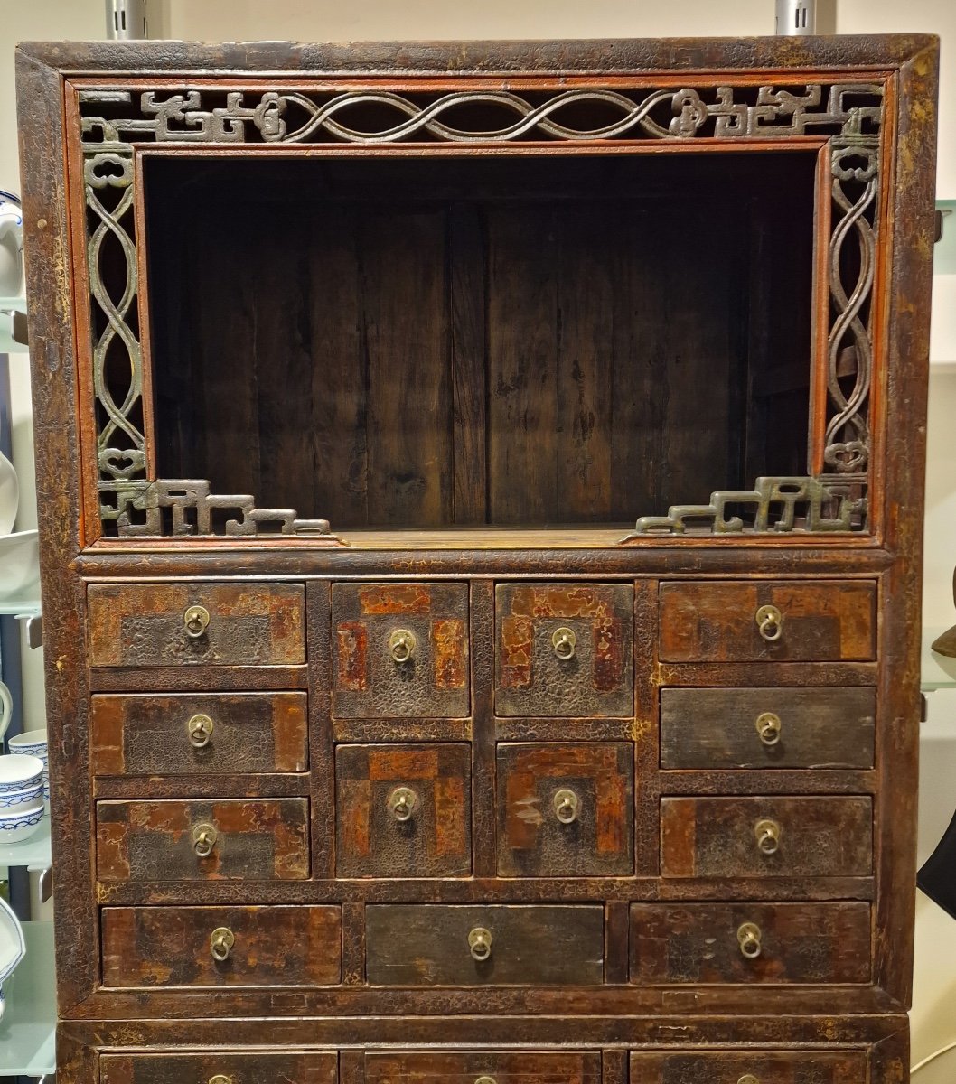 China - Rare Double-body Apothecary Cabinet - 19th Century.-photo-3