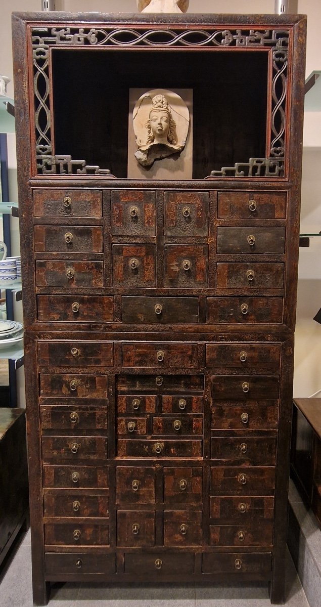 China - Rare Double-body Apothecary Cabinet - 19th Century.