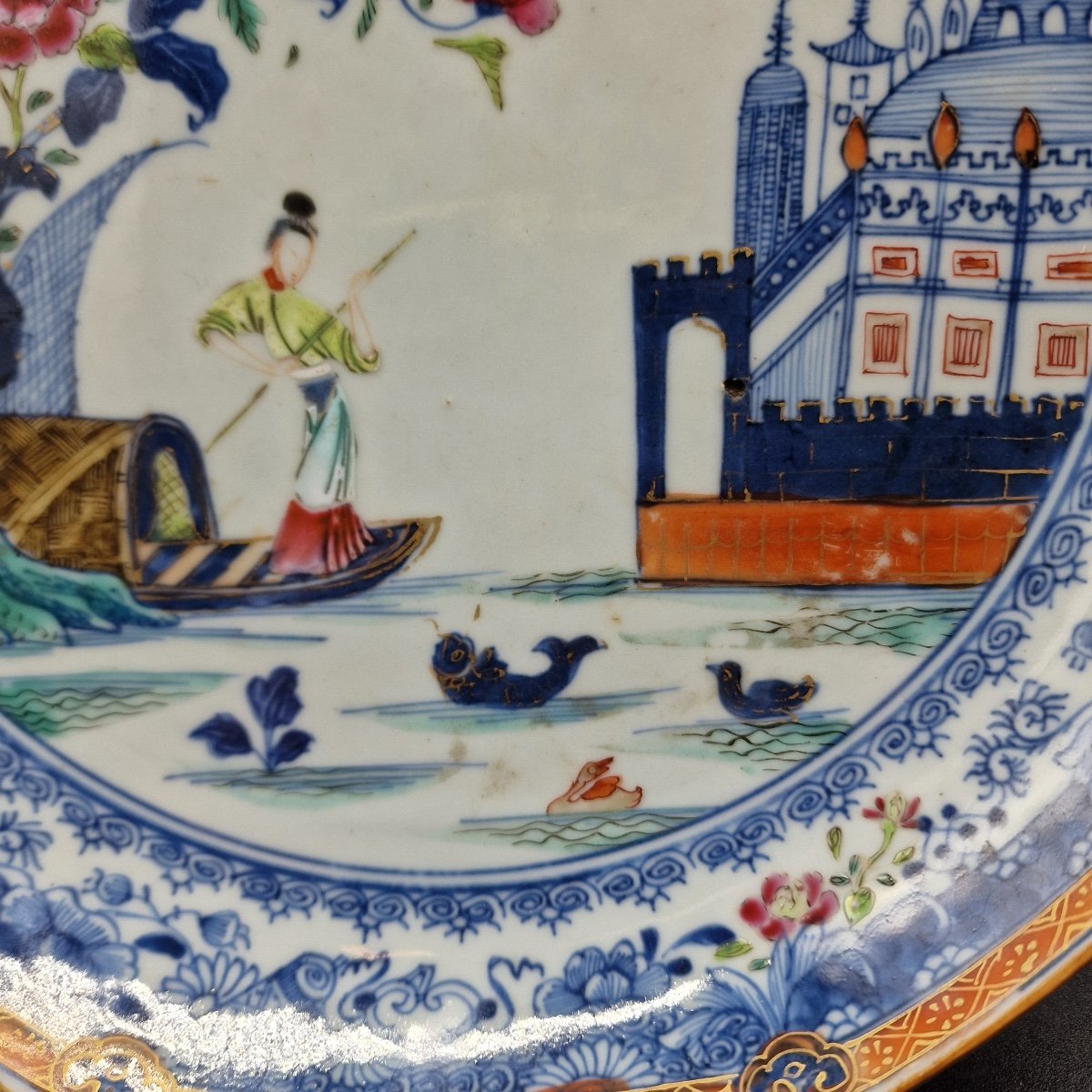 China - Famille Rose Octagonal Dish - Palace Decor - Qianlong-photo-2