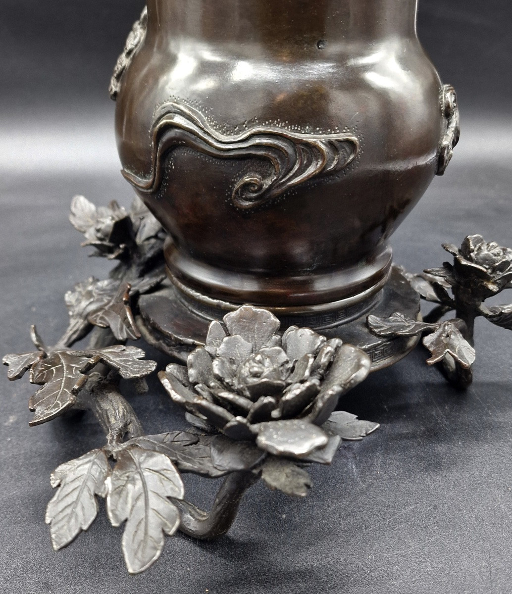 Japon – Vase Usubata En Bronze –tôshôsai - Ikebana – Meiji-photo-3