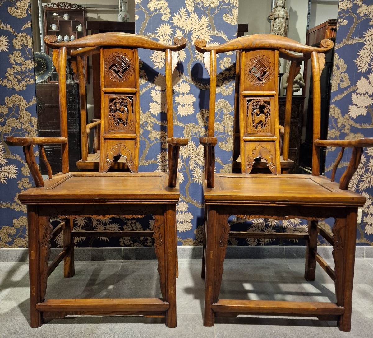 China - Pair Of Guan Mao Shi Dignitary Armchairs - 19th Century