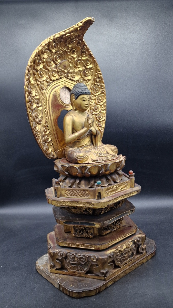 Japon - Amithaba - Mudra Roue De La Loi - Miroir Fujiwara Tomoyoshi - Edo-photo-1