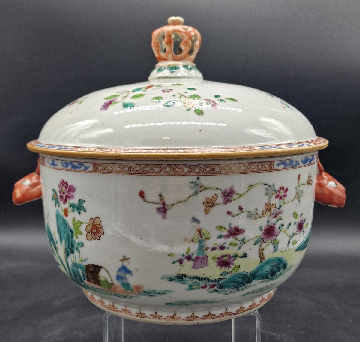 Porcelaine De Chine - Soupière ronde Et  Couvercle - Famille Rose - Longues Dames - Qianlong-photo-4